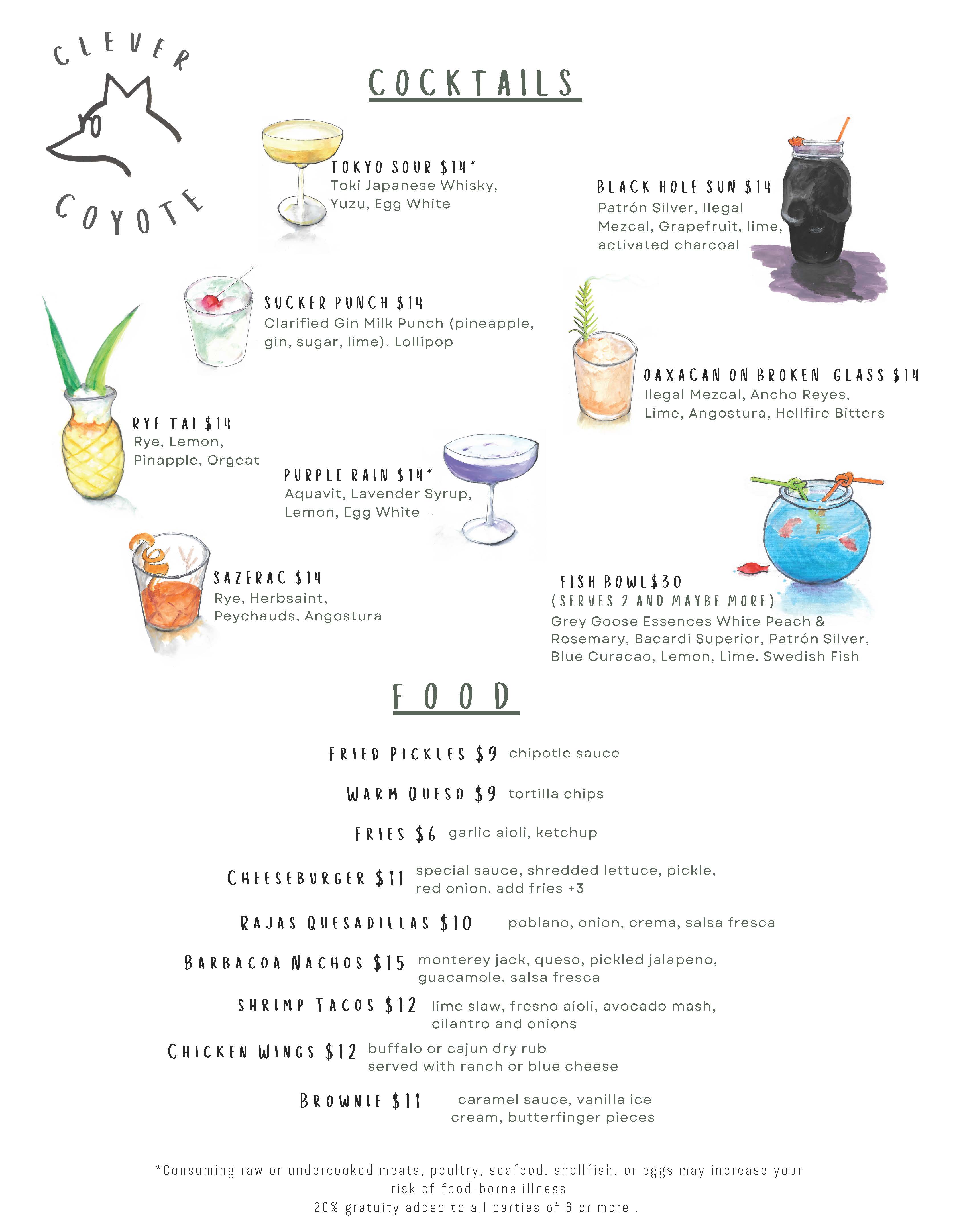 Clever Coyote Menu