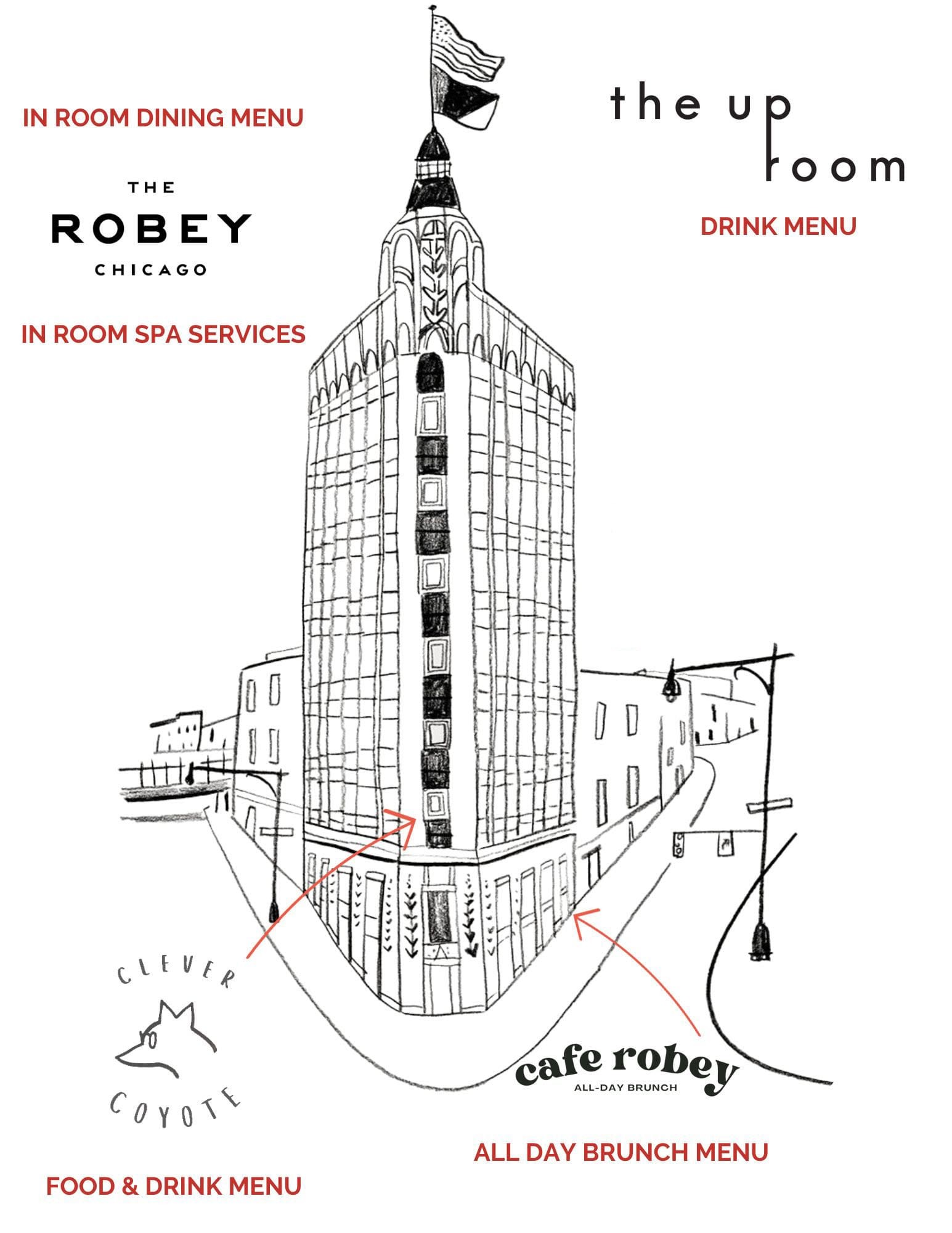 The Robey menus - The Robey, The Up Room, Clever Coyote and Cafe Robey